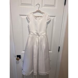 Lauren Marie Designs Pierson Girls White Dress Sz:8 Beaded Communion Flower Girl